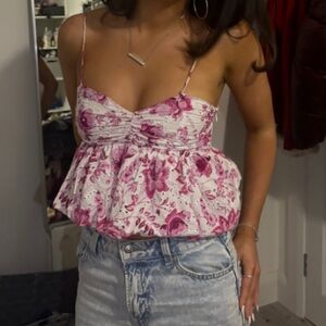 Zara Pink and White Floral Top
